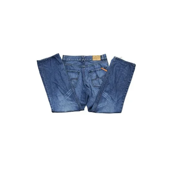 LR Geans Mens Size 30 Classic Fit Blue Denim Straight Leg Distressed - Picture 3 of 9